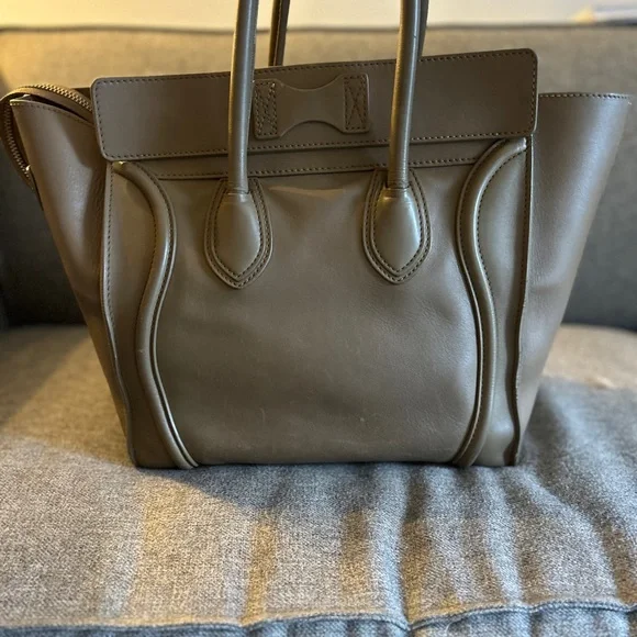 Celine Olive Green Leather Mini Luggage Tote - Picture 8 of 16